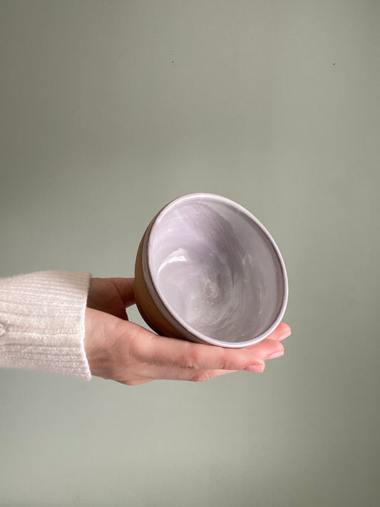 Mini Bowl - Grey and White Glaze on Warm Brown Clay