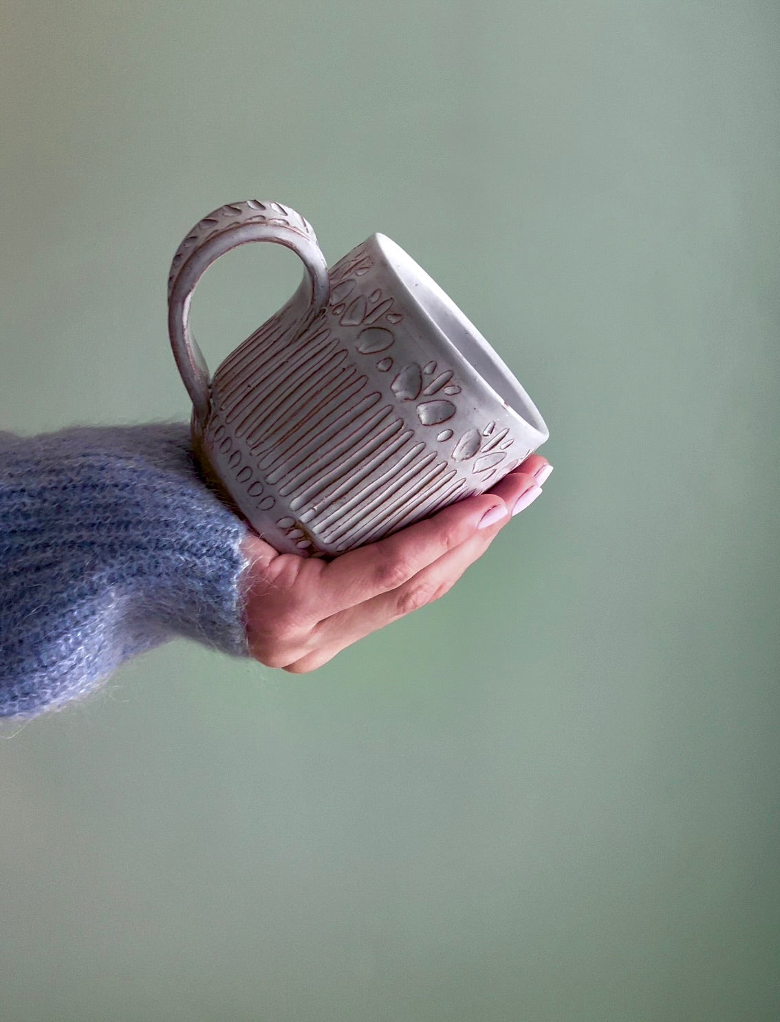 White Floral Mug