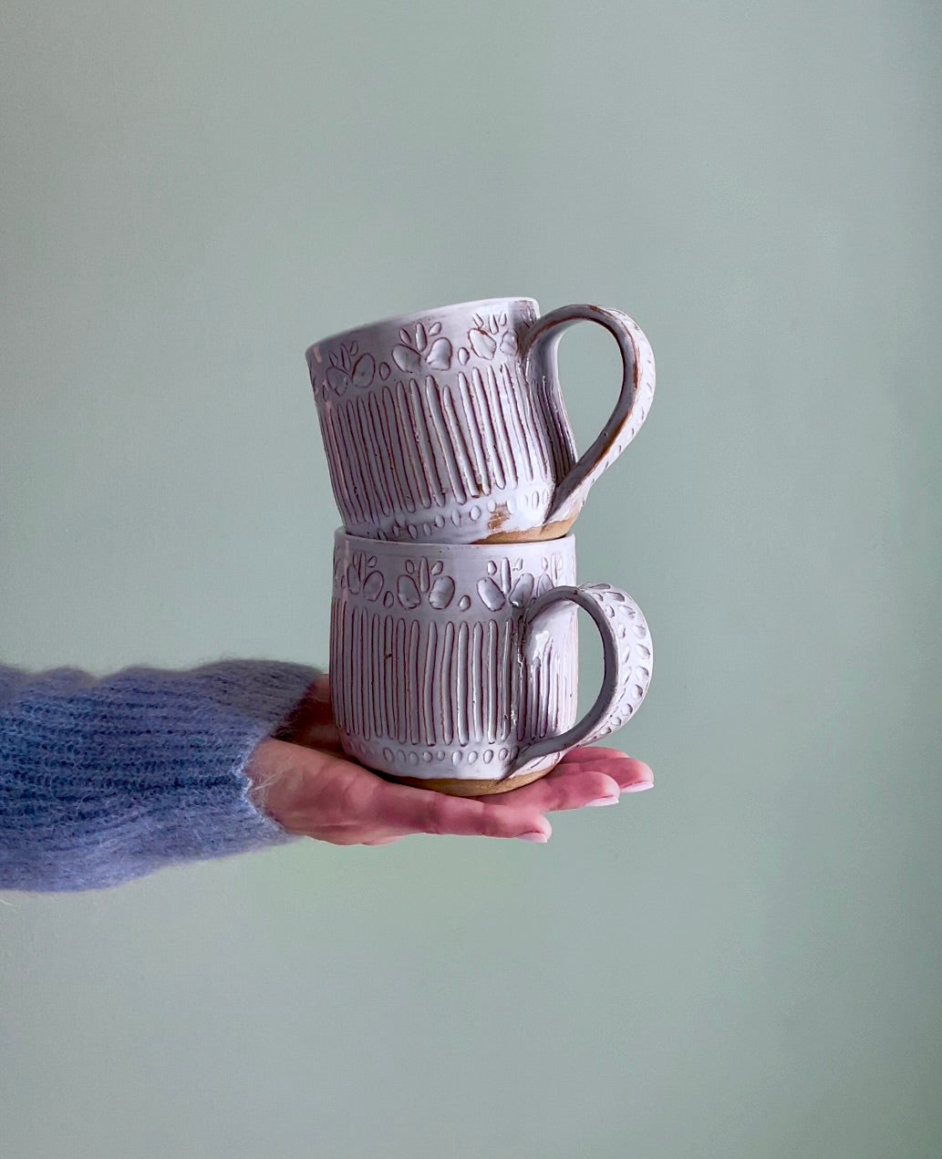 White Floral Mug