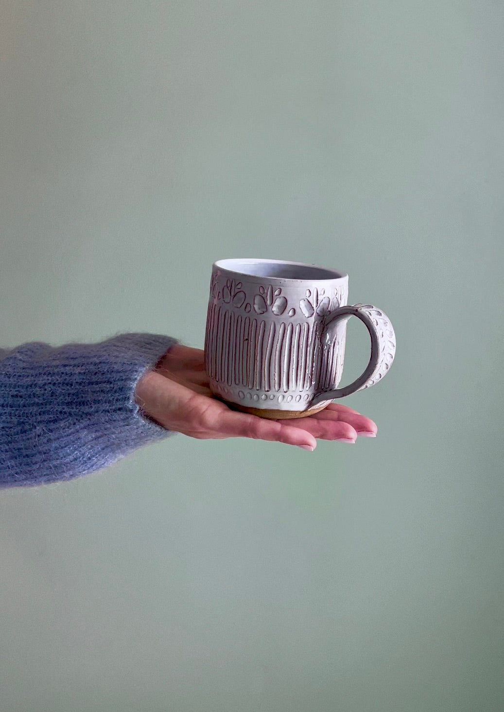 White Floral Mug