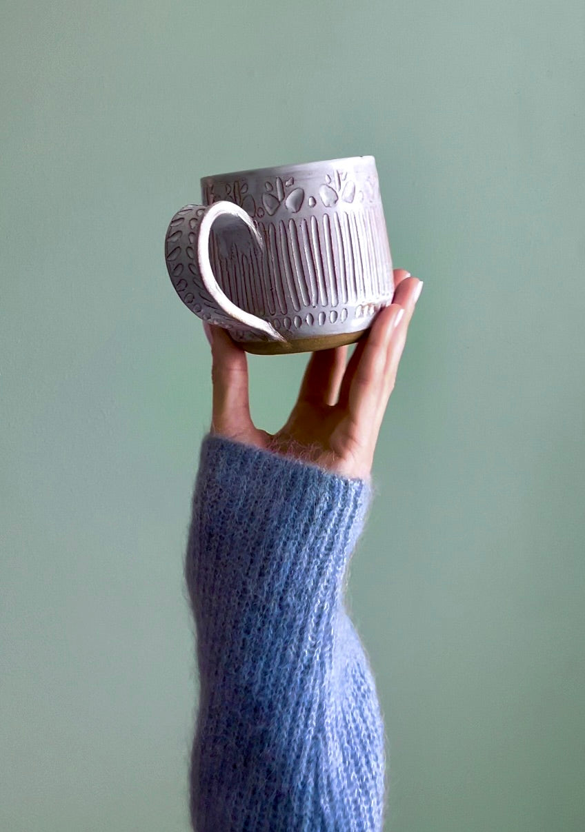 White Floral Mug